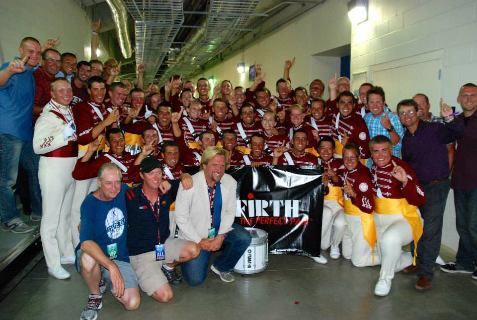 The Cadets celebrating in the tunnel after winning best drums at the 2013 DCI World Championships